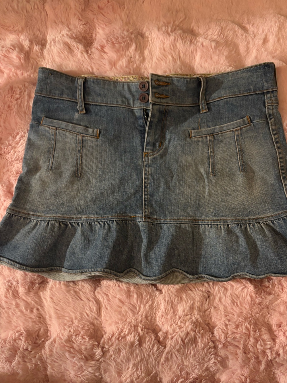 Vintage Juicy Couture Light Blue Denim Ruffle Hem Skirt